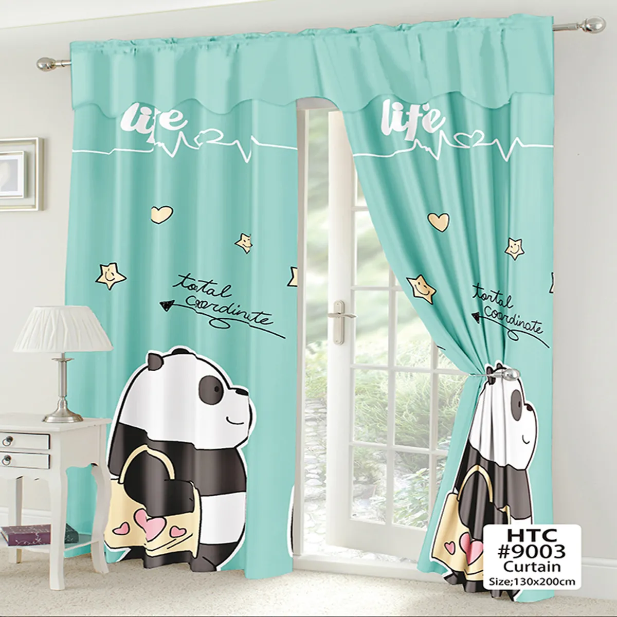 COD-New Cartoon Design Curtain for Window Panda Kurtina Size:140×180cm 1PCS  | Lazada PH