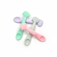 Baby Silicone Soft Spoon BPA-Free Kids Cartoon Fish Shape Spoon Newborn Feeding Tableware Toddler Grasp Training Feeding Spoon Bowl Fork Spoon Sets