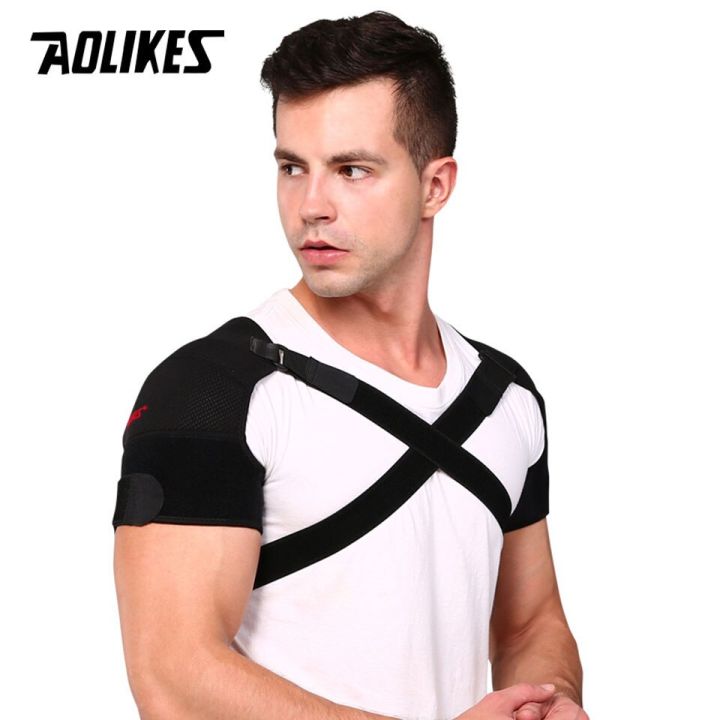 aolikes-adjustable-gym-sports-care-double-shoulder-support-back-brace-guard-strap-wrap-belt-band-pads-black-bandage-men-women