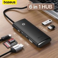 Baseus USB HUB 6 In 1 Type-c HUB Docking Station 4K 30Hz Hdmi-kompatibel dengan USB 3.0 SD TF Adapter untuk MacBook Pro Air Samsung Galaxy