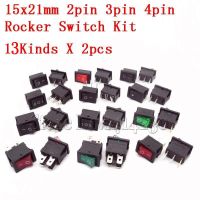 【✆HOT】 SCP MALL สวิตช์15X21เรือ26ชิ้น KCD1-101 4Pin 2Pin 6Pin 10A 125V 6A/250VAC เปิด-ปิดเปิด-เปิด15*21มม. ตัวโยกชุดสวิตช์13แบบ