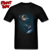 Camiseta de fantasía de delfín 100% algodón para hombre, camiseta Geek, Camiseta clásica negra, camiseta de manga corta, ropa sin desvanecimiento, estampado del universo  IUXF