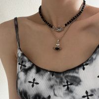 VIVIENNE WEST WOOD Dark Necklace Womens Retro Double Layered Clavicle Chain Necklace