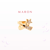 MARON✨ [ของแท้] Feo Stars Cross Ear Cuff ชุบสี Beige Gold ต่างหูหนีบ พลอยเพทายสีขาว เงินแท้925