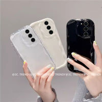 Phone Case เคส Samsung Galaxy S23 S22 S21 FE Ultra + Plus 5G 4G เคสเรียบง่ายเป็นที่นิยมสีทึบขอบครีมปกป้องเลนส์ฝาครอบแบบนิ่ม2023