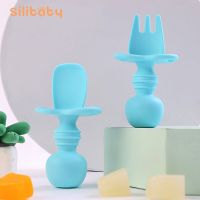 2Pcs/set Baby Silicone Spoon Baby Training Feeding Tableware Auxiliary Food Toddler Feeding Supplies Spoon Fork Set Teether Toy Bowl Fork Spoon Sets