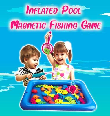 Inflated Fishing Swimming Pool Magnetic Fish Pole Fishing Game Baby Educational Toys for Kids (20pcs)