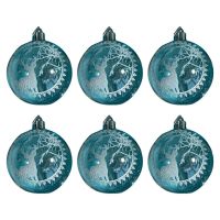 Christmas Ball Ornaments 6cm  6Pcs/Box  Transparent Painting Design  Durable and Exquisite  Perfect for Tree Decoration