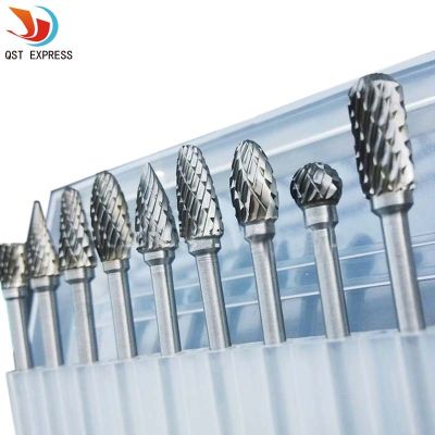 HH-DDPJ10pc 1/8" Shank Tungsten Carbide Milling Cutter Rotary Tool Burr Double Diamond Cut Rotary Dremel Tools Electric Grinding