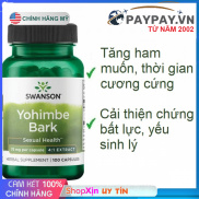 Viên Tăng Cường Sinh Lý Nam từ Mỹ Swanson Yohimbe Bark 100 Viên