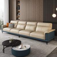 TATA HOME โชฟาหนังแท้ Luxury Italian Leather Sofa L shape vintage sofa minimalist living room โซฟาเข้ามุมตัวl Customize sofa for office