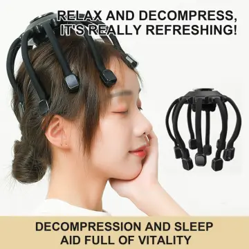 Electric Head Massager Hot Compress Kneading Massage Migraine Headache  Relief Sleep Instrument Cure Insomnia Air Bag Massage