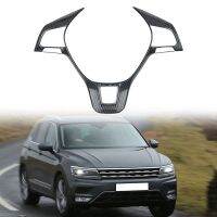 Car Carbon Fiber Steering Wheel Panel Cover Trim Decoration Frame Sticker for VW Tiguan L 2017 2018 2019