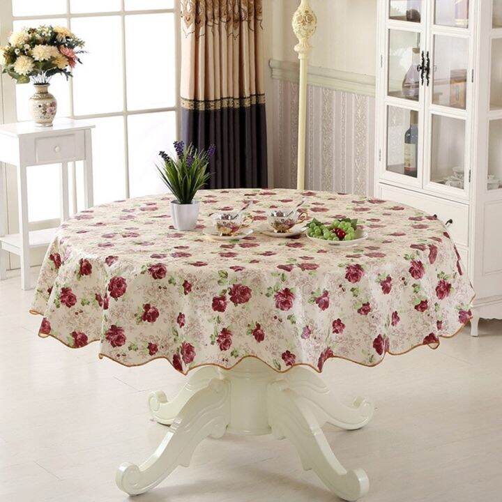 Waterproof Round Table Cloth oil proof Table Cloths Round for 6 seaters ...