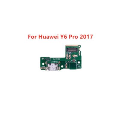 แท่นชาร์จ Usb สำหรับ Huawei Y7 2019 Y6 Pro 2017 P20อะไหล่บอร์ดเชื่อมต่อชาร์จพอร์ตไมโครโฟนสายเคเบิลยืดหยุ่นกับ