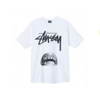 2023 FOR☫❡ The European and American popular logo Stussy mouth printing round collar short sleeve T-shirt stu west men and women lovers loose render unlined upper garment