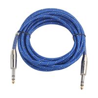 6.35mm to 6.35mm Audio Cable Male to Male For Electric Guitar Mixer Stereo Cable(5 Meter), Blue+Silver