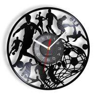 Hot sell Soccer Wall Clock Football Players Kick Ball Net Goal Futball Field Ball Team Sport School College Kids Game Vinyl Record Clock