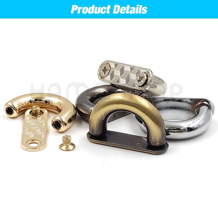 2pcs-metal-d-ring-bag-connector-anchor-buckles-arch-bridge-with-screws-detachable-buckle-hanger-hooks-belts-strap-leather-crafts-furniture-protectors