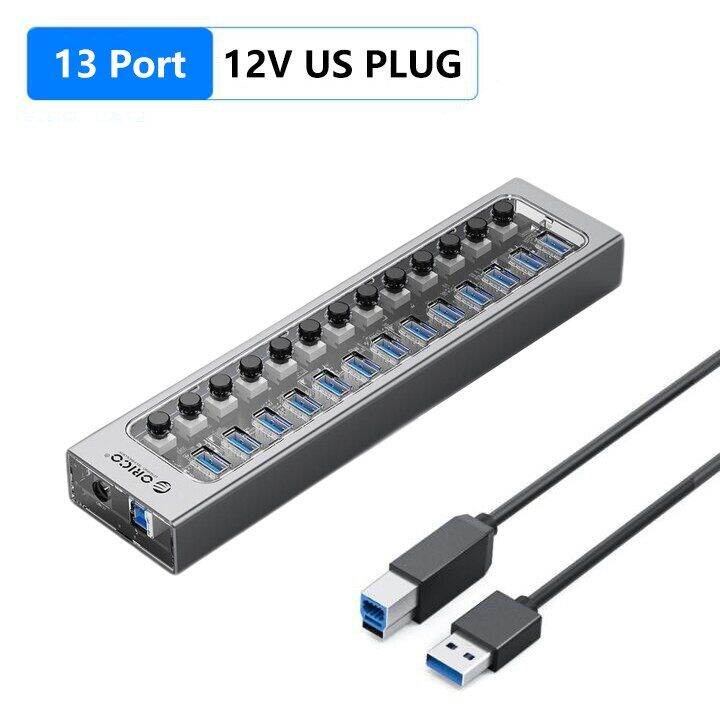 orico-ฮับ3-0-usb-พลังงานมีสวิตช์เปิด-ปิด12v-อะแดปเตอร์ไฟ7-10-13พอร์ตอุปกรณ์เสริม-usb-สนับสนุนการชาร์จ-bc1-2