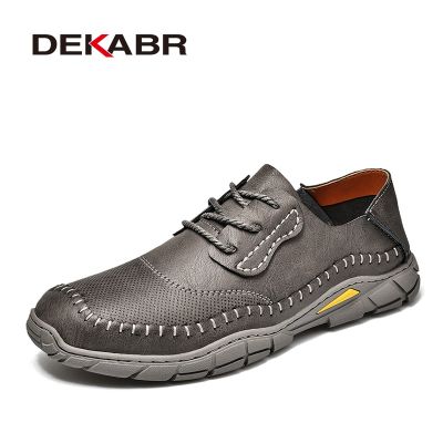 DEKABR รองเท้าหนังแท้ลำลองแฟชั่นกลางแจ้งรองเท้าบุรุษนุ่มทำมือระบายอากาศได้ดีสวมใส่สบายขนาด38-46