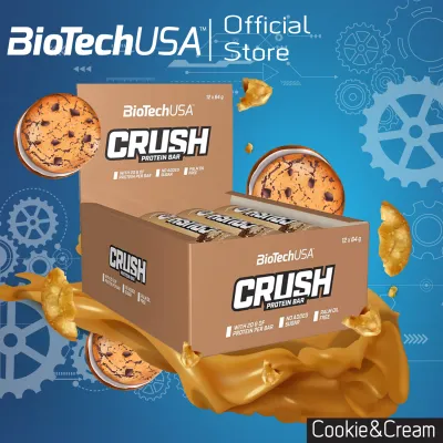 BioTechUSA Crush Protein Bar 64g/Bar-Cookies&amp;Cream โปรตีน ครัช บาร์ 64กรัม/บาร์-รสคุกกี้&amp;ครีม