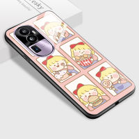 เคส PMP สำหรับ OPPO Reno10 Pro + 5G เคสเคสประกบหลังแบบแข็งกระจกเทมเปอร์เคสโทรศัพท์มันวาวลาย Happy Time