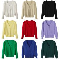 ❉❒ Cardigan 22 colors Sleeves Korean V-neck Knit Sweater UV-cut Top Womens Thin Oversize