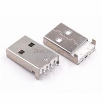 10PCS USB 2.0 Male A Type USB PCB Connector Plug 180 degree SMT Male USB Connectors 4Pins SMDWires Leads Adapters