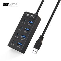 ﺴ❀☃ Sub-control Switch 4-Port USB 3.0 Hub 30/60/120cm Cable Portable 5Gbps Charging Splitter For Multi USB Desktop Laptop