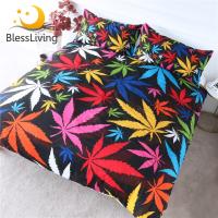 【hot】♂ BlessLiving Set King 3 Piece Colorful Bedlinen Leaves Duvet Cover Stunning Bed