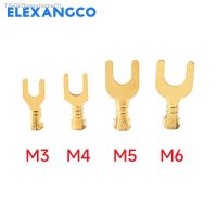 ❁ 100Pcs M3 M4 M5 M6 Brass Fork Spade U-Type Non-Insulated Wire Connector Electrical Crimp Ground Terminal 0.5-2.5mm