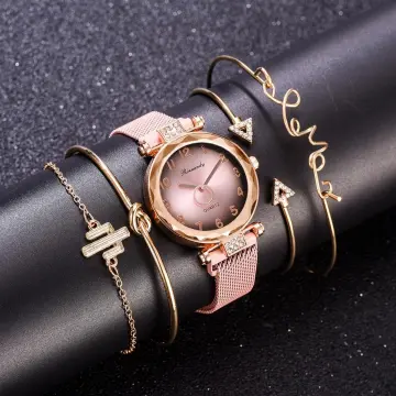 5pc/set Luxury Brand Women Watches Starry Sky Magnet Watch Buckle