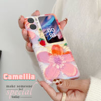 CSCR เคสโทรศัพท์บลูเรย์ดอกไม้สีเหลือง Camellia สำหรับออปโป้ไฟนด์ N2พลิกกลับเคสสำหรับ OPPO กันกระแทกออปโป้ไฟนด์ N2เคสฝาพับ