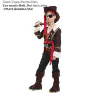 new year halloween costume for kids boys pirate captain jack sparrow costume hat child pirates of the caribbean cosplay Carnival