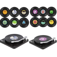 【CW】 Vinyl Disk Coasters Floppy Cup Bar Accessory Heat-insulated Mats Drinks Holder 6 Pieces