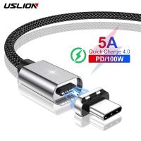 【Taotao Electronics】 USLION PD 100W สายเคเบิลข้อมูลแม่เหล็ก5A QC 4.0 USB Type C สายชาร์จอย่างรวดเร็วสำหรับแล็ปท็อป iPad iPhone 13 Pro Max Samsung Xiaomi 12