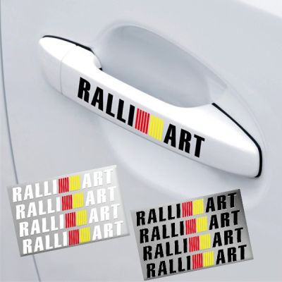 4Pcs รถ Ralliart ที่จับประตูรถ Decal สติ๊กเกอร์ติดผนังสำหรับ Mitsubishi