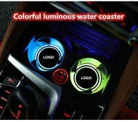 [Customize] 2pcs LED Car Logo Cup Holder Lights for GMC N-issan Changing USB Charging Mat Luminescent Cup Pad, Interior lights