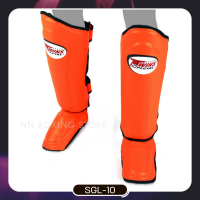 Twins Special ทวินส์สเปเชียล สนับแข้ง ป้องกันหน้าแข้ง สำหรับการซ้อมมวย หนังแท้ สีส้ม Shin Guards SGL-10 Orange ( S, M,L,XL) 100% Cowskin Leather Muay Thai Boxing Equipment MMA K1