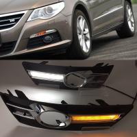 Car Flashing 2PCS Car light For VW PASSAT CC 2009 2010 2011 2012 2013 LED DRL Daytime running lights with fog lamp cover