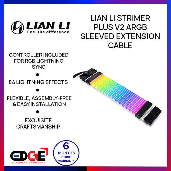 EDGE | LIAN LI Strimer Plus V2 ARGB Sleeved Extension Cable - 8 Pin ...