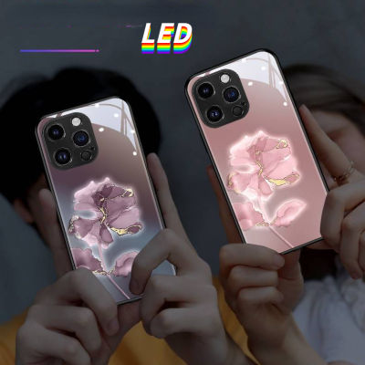 อัพเกรดสแปร์พาร์ท LED เคสมือถือหลากสีสันขาเข้าสำหรับ Iphone 15Pro 15อัลตร้า12 13 14Promax 11Promax 7 8Plus สำหรับเคสแอปเปิ้ล XR XS สูงสุดหมึกดอกไม้