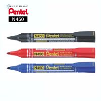 Pentel ปากกาเคมี ปากกา Permanent เพนเทล N450 เติมหมึกได้ - หมึกสีดำ, แดง, น้ำเงิน