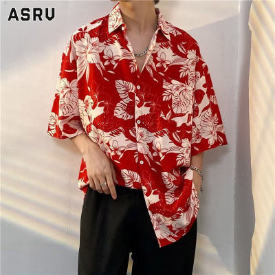 ASRV เสื้อเชิ้ตชาย เสื้อเชิ้ตผู้ชาย เสื้อเชิ้ตลำลองชาย shirts for men เชิ้ตผู้ชาย เสื้อแจ็กเก็ตผู้ชายแขนสั้นดอกไม้ฤดูร้อนลายดอกไม้เสื้อเชิ้ตลำลอง