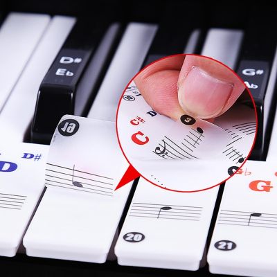 88/61 Key Color Piano Letter Notes Stickers Keyboard Hand Roll Piano Keyboard Notation Transparent Stickers Newest