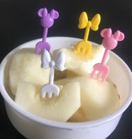 【CW】❈✵  Fruit Fork Cartoon Children Snack Dessert Toothpick Bento Lunches Color