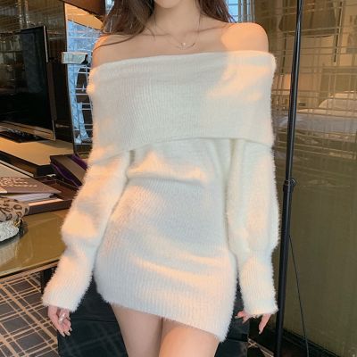 ﺴ❏ Womens Shoulder Sweater Dress Mini Shoulder Sweater Dress - New Dress Women 2023 - Aliexpress