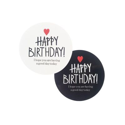 800Pcs/lot HAPPY BIRTHDAY Red Heart Black White Thank You Round Adhesive Stickers Gift Bag Packaging Seal Label free shipping Stickers Labels