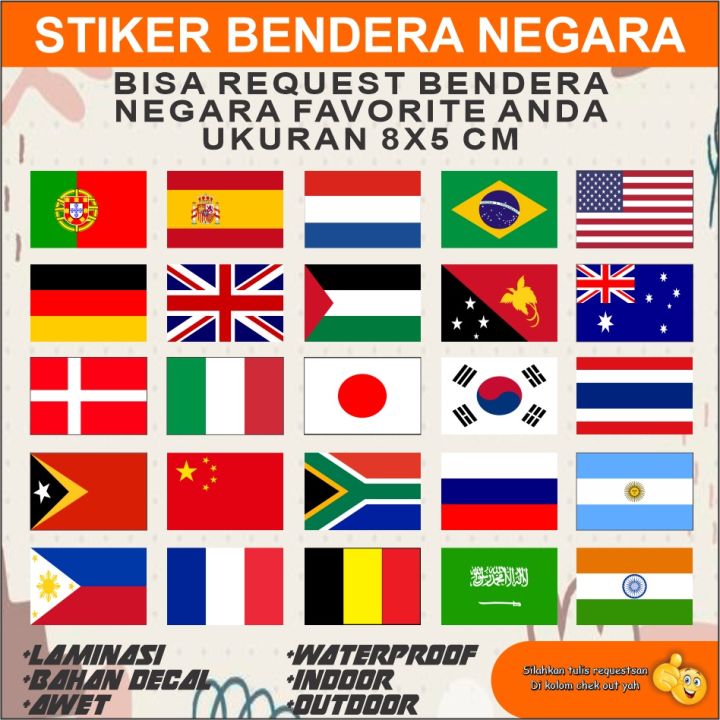 Stiker Bendera Sticker Emblem Negara Dunia Sepak Bola Fifa Ukuran 8x5